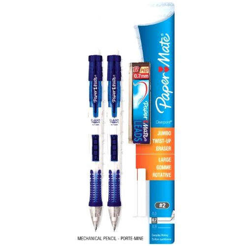Paper Mate Clear Tip 0.7mm Mechanical Pencil Starter Set, Colors May Vary (56047