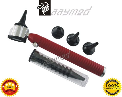 New Medical Otoscope Small Diagnostic Kit RED Color with LED Bulbs Free Ship