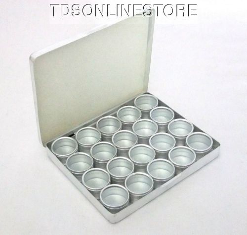 20 Aluminum Bead/Gem Canisters w Glass Lids And Aluminum Carrying Case