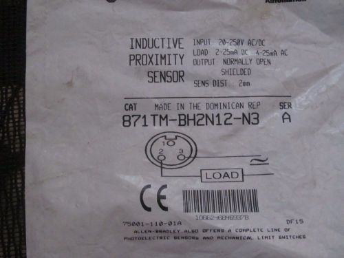 A-B Allen Bradley 871TM-BH2N12-N3 SER A Inductive Proximity Sensor