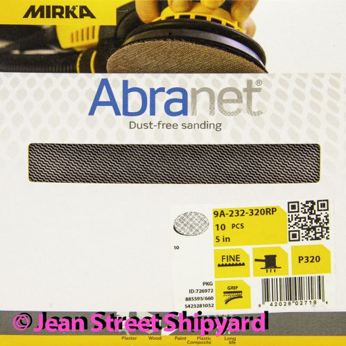 10 pk mirka abranet 5 in grip mesh dust free sanding disc 9a-232-320rp 320 grit for sale