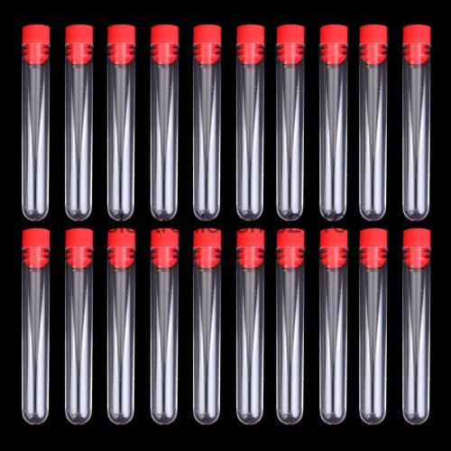 20pcs non-graduated plastic test tube laboratory test tool with screw caps for sale