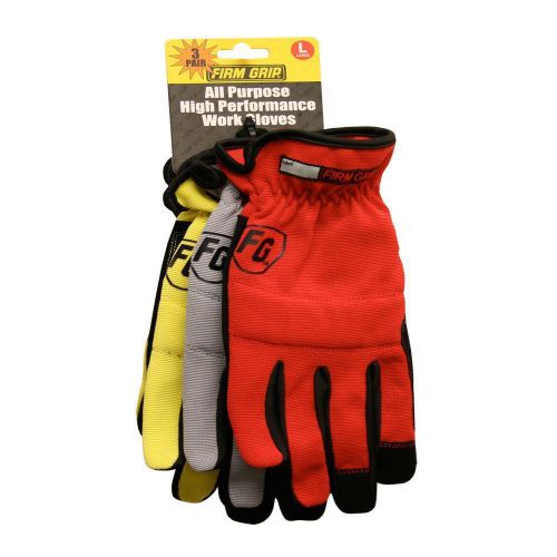 (3-Pack) High Dex Safety Construction Gloves Large Firm Grip Synthetic Leather
