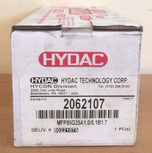NIB Hydac MFP80G25A1.0/5.1B1.7 Filter Assembly 2062107
