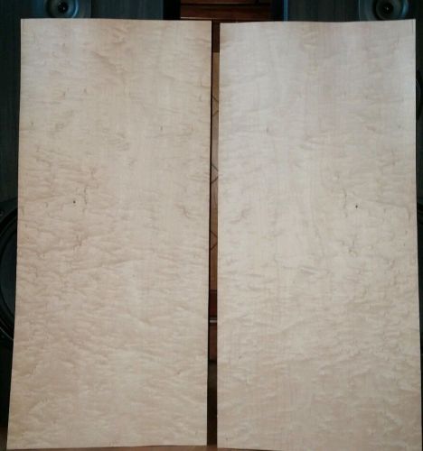 2 flat pieces wavy hard birdseye maple raw wood veneer 28 3/4&#034; x 13&#034; Luthier