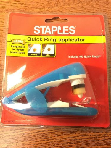 Staples Quick Ring Applicators w/ 100 Quick Rings mend ripped binder hole NEW!