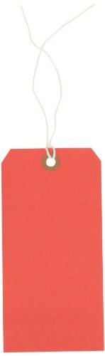 Aviditi G11082E Pre-Strung Shipping Tag, 13 Point Cardstock, 6-1/4&#034; Height x Red