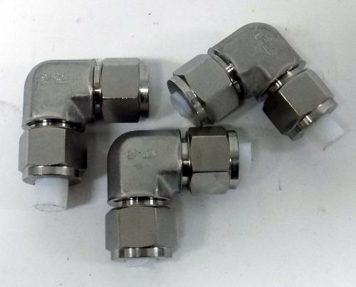 THREE BI-LOK 1/2&#034; COMPRESSION 90 DEGREE ELBOW FITTING FITTINGS