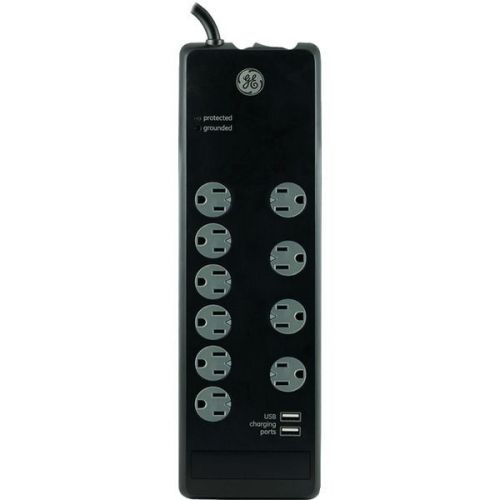 GE 13476 Surge Protector 2 USB Ports/10 Outlets 6&#039; Cord