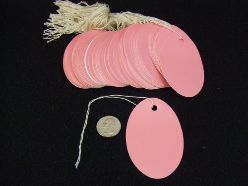 500 Large Oval Pink String Tags Price Tags Gift Tags 3 1/4&#034; x 2 1/4&#034;
