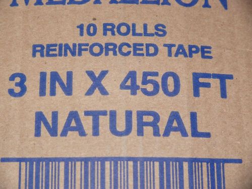 10 Rolls 3&#034;x150yds 450ft Reinforced Tape Natrual Kraft New in Box