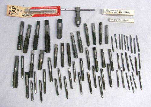 Large Lot of 60+ Machinist Assorted Size Taps with a Handle