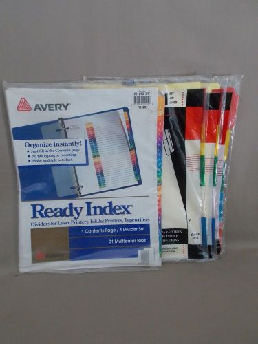 Avery 1-31 Tab Divider  &amp; 3 Packages 5 Color Tab Dividers