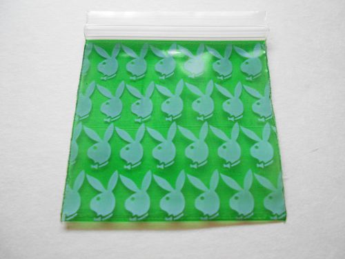 100 Green White Bunny 2x2 Small Plastic Poly Baggies 2020 Tiny Ziplock Bags