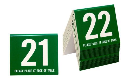 Plastic Table Numbers 21-40, Tent Style, Green w/white number, Free shipping