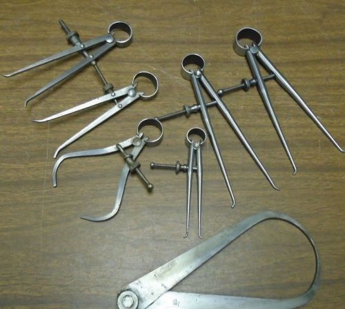 Vintage Lot Of 7 Calipers .3- Starrett , 1-Union and 3 unnamed