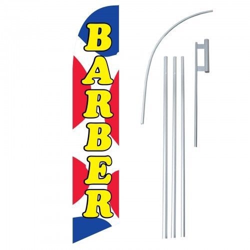 BARBER WINDLESS SWOOPER FLAG FULL SLEEVED SIGN BANNER KIT MADE IN THE USA