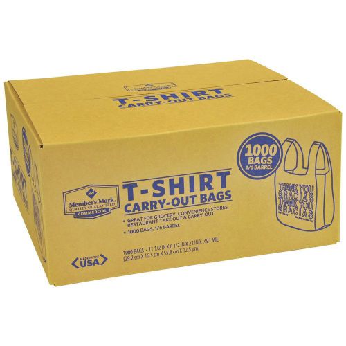 NEW 1000 T-Shirt Carry Out Plastic Bags Recyclable Retail Grocery Shopping WHITE