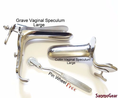 03 Pcs Deal Large Collin+Grave Vaginal Speculum &amp; Pin Wheel &amp; US Free Shipping