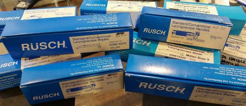 Lot of NEW RUSCH Laryngoscope Handles and Blades - Package of 14 Items