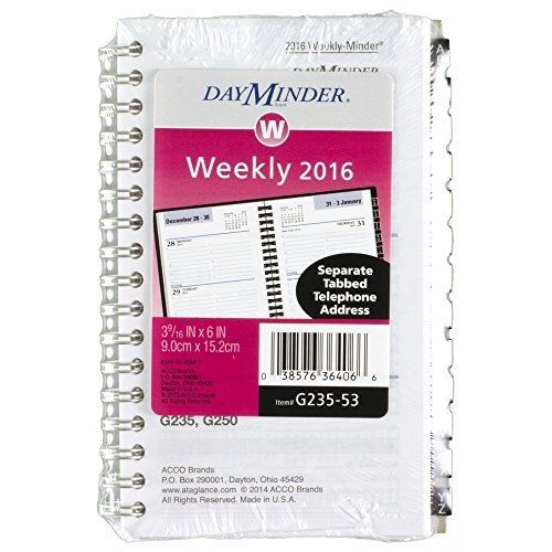 DayMinder 3.75 x 6 Inches Page Size Weekly Refill with Telephone and Address