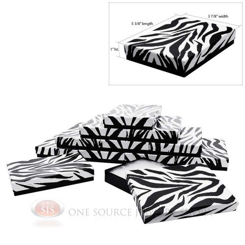 12 Zebra Print Cotton Filled Jewelry Gift Boxes 5 3/8&#034; x 3 7/8&#034; x 1&#034;H