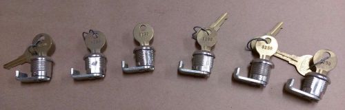 (lot of 6) 7/8&#034; key w/ lock for use on (drawers,toolboxes,mailboxes,desks,safes) for sale