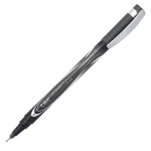 BIC Bic Intensity Permanent Pen, 0.5 mm, Fine, Black, Dozen (FPIN11BK)