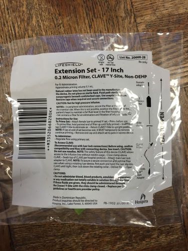 Hospira Lifeshield 17 Inch Extension Set w/ 0.2 Micron Filter, Clave, Non-DEHP