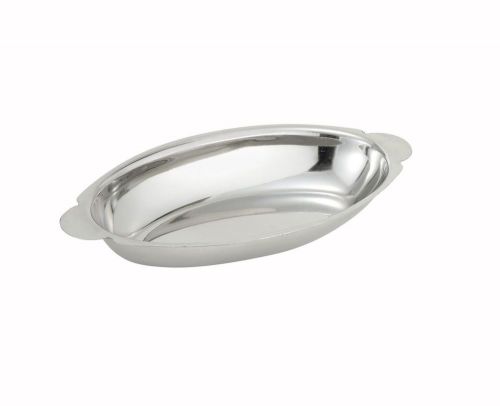 Winco ADO-8, 8-Ounce Stainless Steel Oval Au Gratin Dish