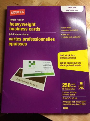 Staples Inkjet heavyweight Business Cards Matte White 250
