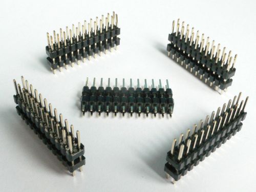 5x 24-pin (2x12) Dual Row Header, 0.1&#034; Spacing w 7.5mm Plastic Spacer