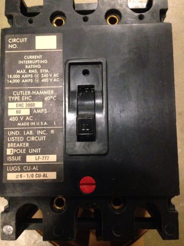 Cutler Hammer Type EHC 3060 60 Amp 3pole Breaker