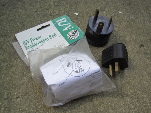 NWT Coleman Cable 09523 30 Amp RV Replacement Male Plug PLUS ETS 15A-125V PLUGS