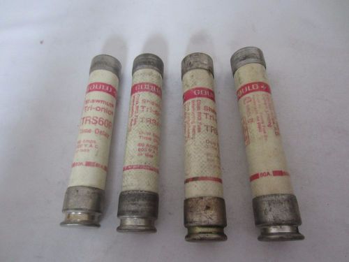 Lot of 4 Gould Shawmut TRS60R Fuses 60A 60 Amps Tested