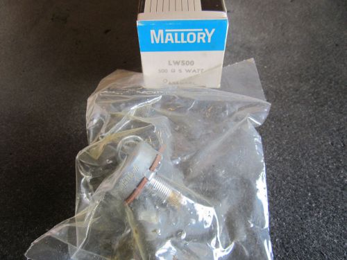Lot / 2 Mallory LW500 500 Ohm 5 Watt Potentiometers NEW