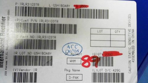 40-pcs n-channel 30v 55a ir irlr3103tr 3103 for sale