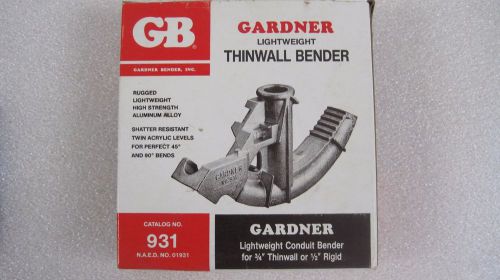 Gardner emt bender #931-3/4&#034;thin,1/2 rigid