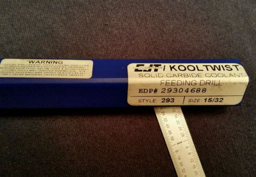 CJT KOOLTWIST coolant carbide drill 293. TiN coat 15/32 .469&#034;  BRAND NEW STOCK!!