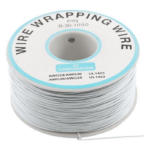 305M White PVC Coated Tin Plated Copper Wire Wire-Wrapping 30AWG Cable Roll
