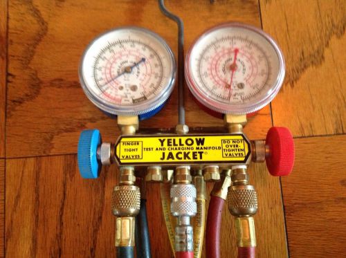Nice Condition Yellow Jacket Manifold Gauges With Hoses  R22 R12 R502