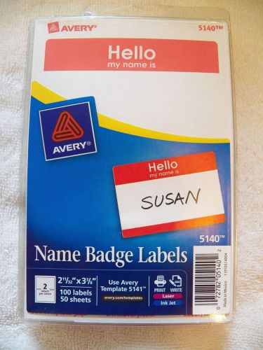 Avery 5140 - hello my name is - badge label - 2.34&#034; w x 3.37&#034; l - 100 labels for sale
