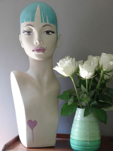 mannequin bust head shop jewellery hat scarf display hand painted vintage style