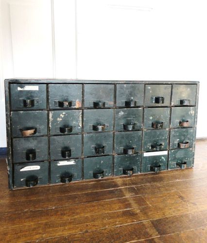 Vintage Industrial Metal Steampunk 24 Drawer Parts Bin Cabinet Divided Organizer