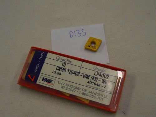 10 new versa-turn cnmg 432-wm carbide inserts. grade: lp4002.  {d135} for sale