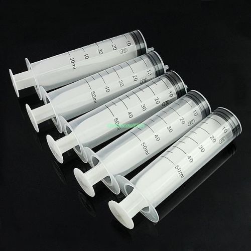 5PCS ACCURATE NUTRIENT MEASURING 50ML PLASTIC DISPOSABLE SYRINGE FOR HYDROPONICS