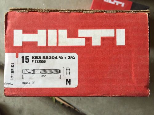 Hilti kb3 expansion anchor - 304 s.s. - 5/8&#034; x 3-3/4&#034; - 282550- box of 15 for sale
