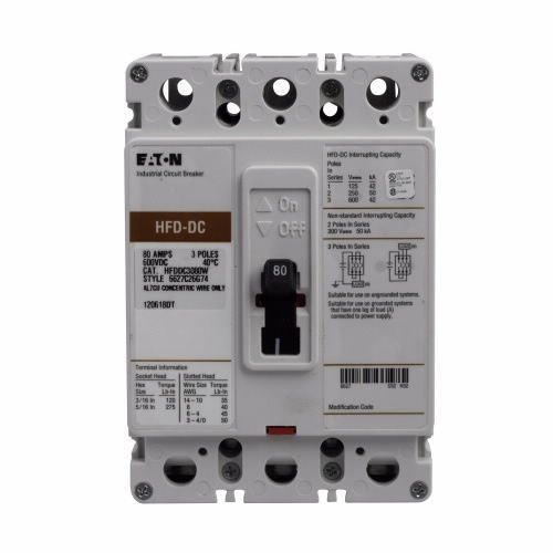 NEW - EATON Circuit Breaker HFDDC3080WF01 80A 600VDC - 20+Avail FREE SHIPPING