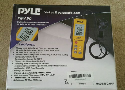 Pyle PMA90 Digital Anemometer / Thermometer for Air Velocity, Air Flow, Temp