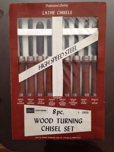 Unused Vintage 8 Piece Sears Craftsman Wood Turning Lathe Chisel Set 9 2859